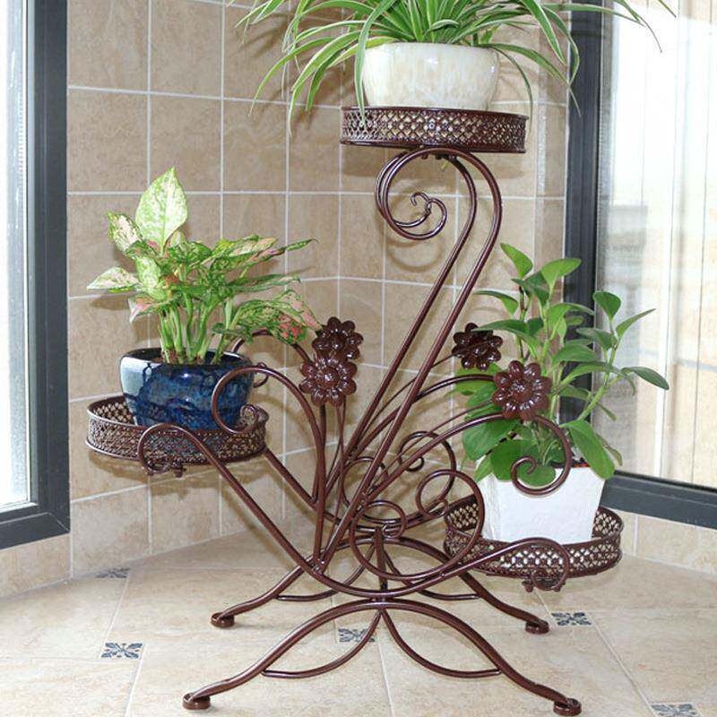 阳台花架置物层架花架室内客子厅落地式景铁LLS艺多绿萝花盆架盆