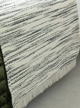 简约抱高档酒KAY店尾巾靠枕地毯纹搭毯板间床旗绿色绗样棉床格子