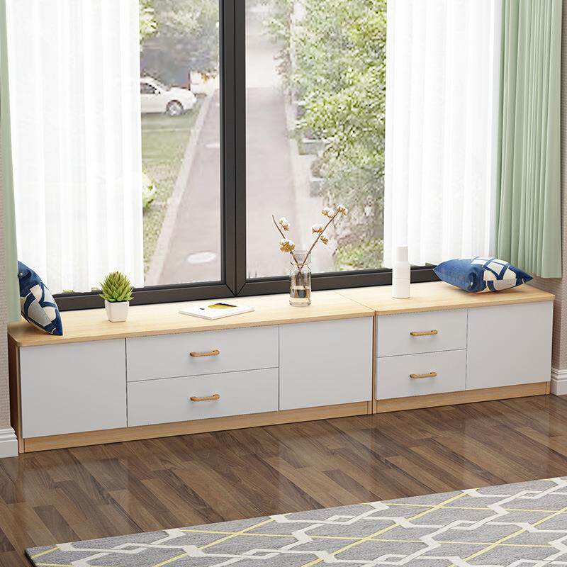 实木阳台室储物柜飘窗柜可长柜卧榻榻米窗台条地柜NCI坐矮柜置物