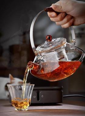 家用热高耐硼硅透明玻璃泡茶可54154电陶炉壶加热烧煮茶水壶创意