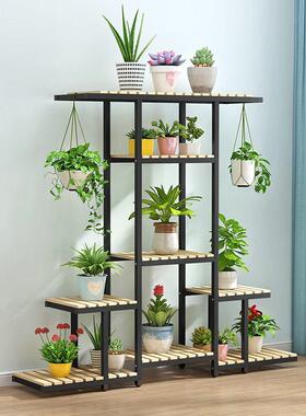 阳台花架置物架窗客XJV厅铁艺木架花实盆架绿台萝吊兰花悬挂创意