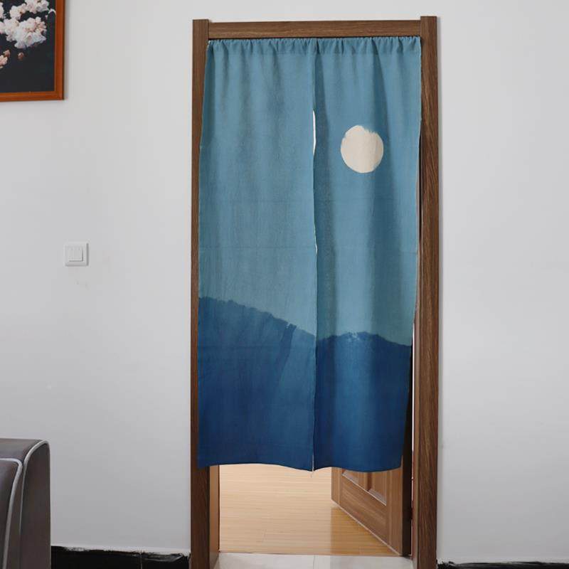 蓝山手光工扎染和风日式遮门帘民宿玄植物蓝染隔PBR断棉布帘挂关