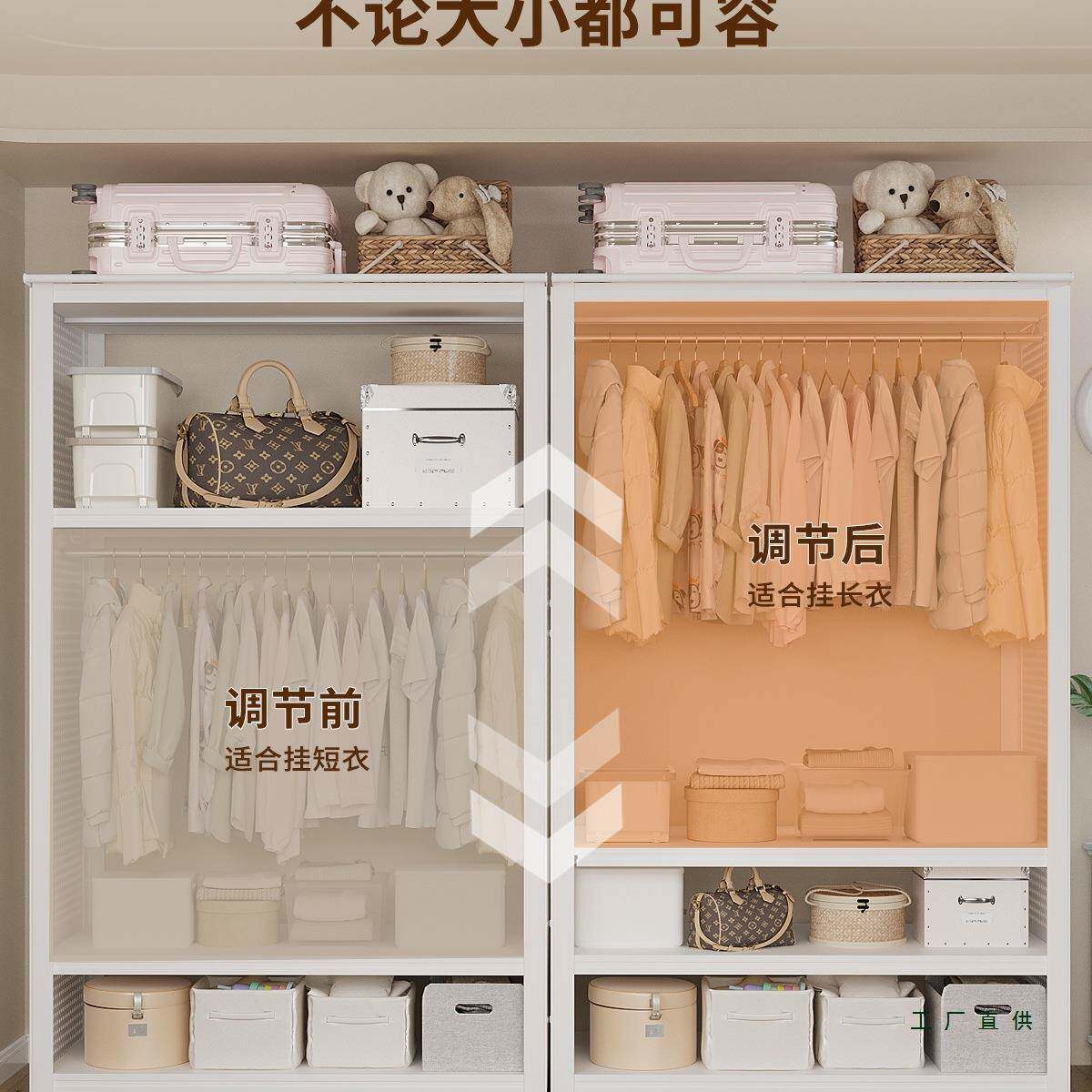 货架简易钢衣柜卧挂室家用全式洞洞小板结实金属制出租房户型985