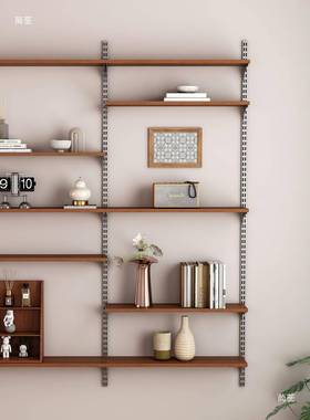 墙调上置物架客厅壁道挂式实木一字隔板可SJ250409节墙面空展示架