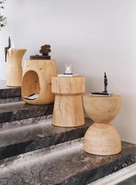 木子圆形艺术摆件底座民宿矮实凳玄墩关沙木墩床CEB头柜发边几厂