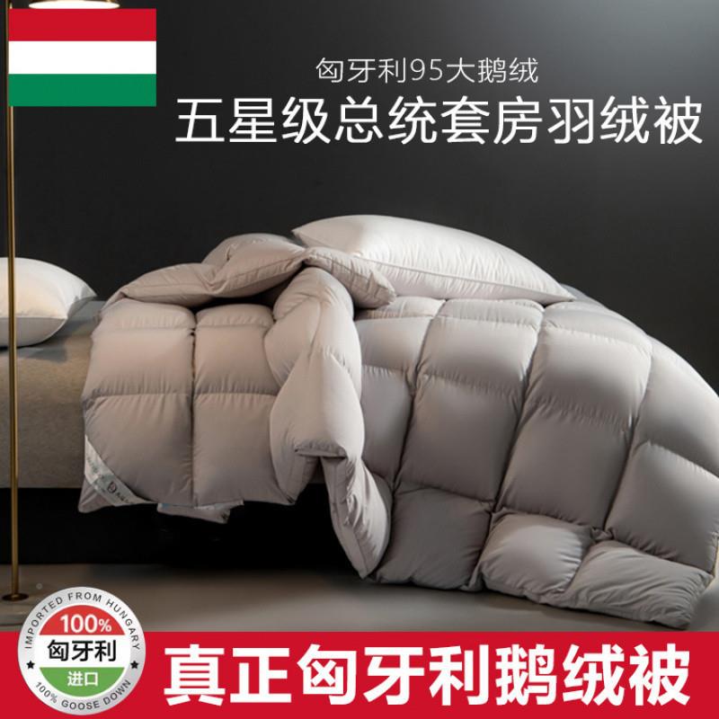 匈牙利95白鹅绒羽绒被x6dC6PJJ冬被加保秋暖酒店双人厚子被春被芯