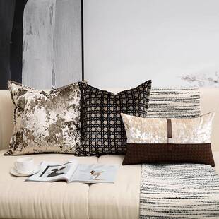 样现代轻奢客房厅沙发抱枕黑金高端割绒提花靠墅垫JY1524-1别板床