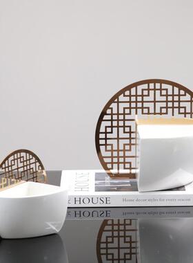 客POK新中办式创玄意景观摆件轻奢厅关公室桌面博古架摆设铁艺装