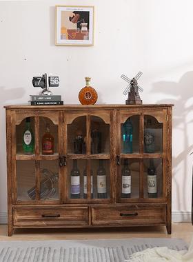 复古实餐边柜整装酒展柜美式储物柜收纳斗玄柜CZP欧式客厅示柜关