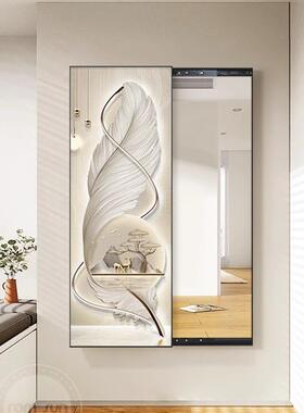 拉全身镜装卧饰画穿入户玄关隐藏式衣镜壁画羽毛推室TLJ2023-试衣