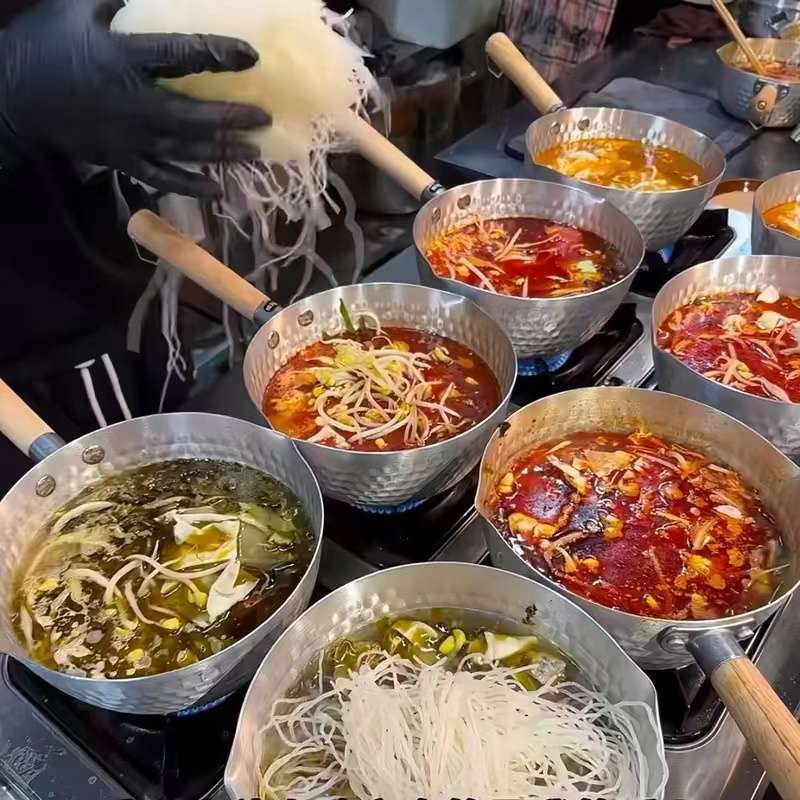 网红街头米线泡面锅商用雪平锅