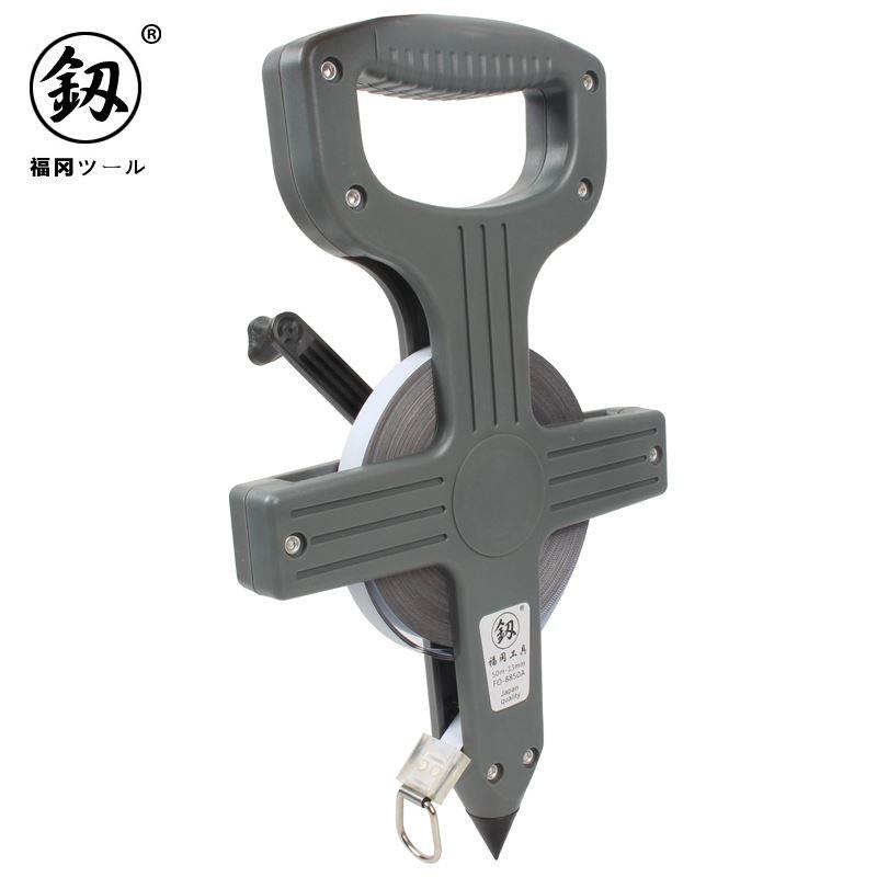 日本福冈工具手提尺皮尺50米架尺软皮尺布尺米尺钢卷尺纤维工程尺