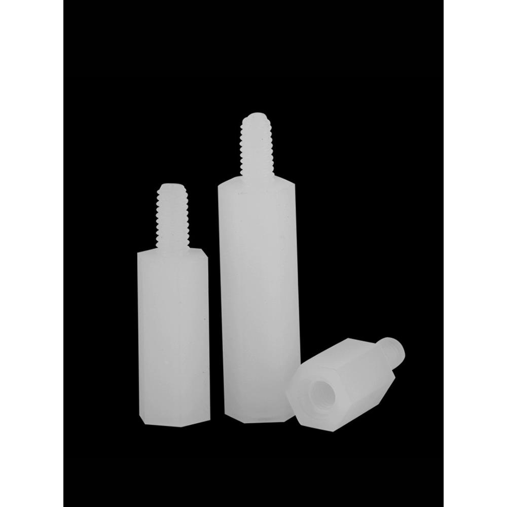 M3单头六角尼龙柱单头隔离柱尼龙塑料支撑柱绝缘塑胶间隔铜柱