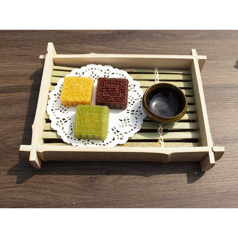 竹制复古茶托竹编果盘桌面点心盘竹篮竹盘筐方形中国风茶几摆件