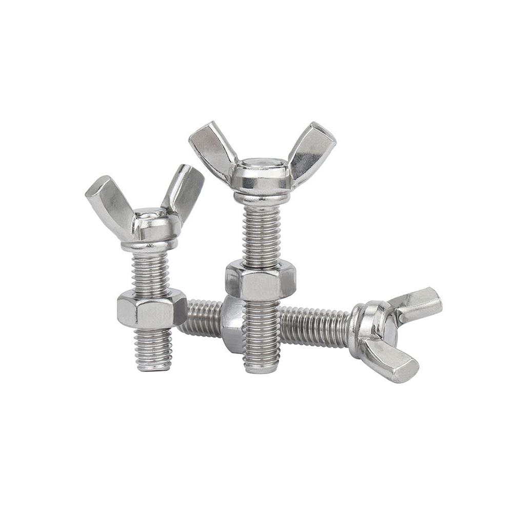 304不锈钢蝶形螺丝螺母套装蝴蝶型羊角螺栓元宝手拧螺钉M3M4M5M12