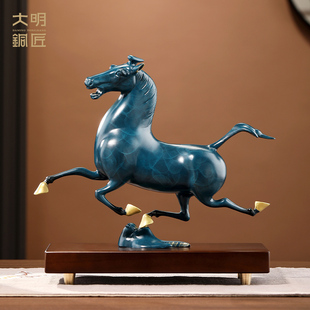 大明铜匠马踏飞燕铜马摆件办公室领导高档装饰品公司开业乔迁礼物