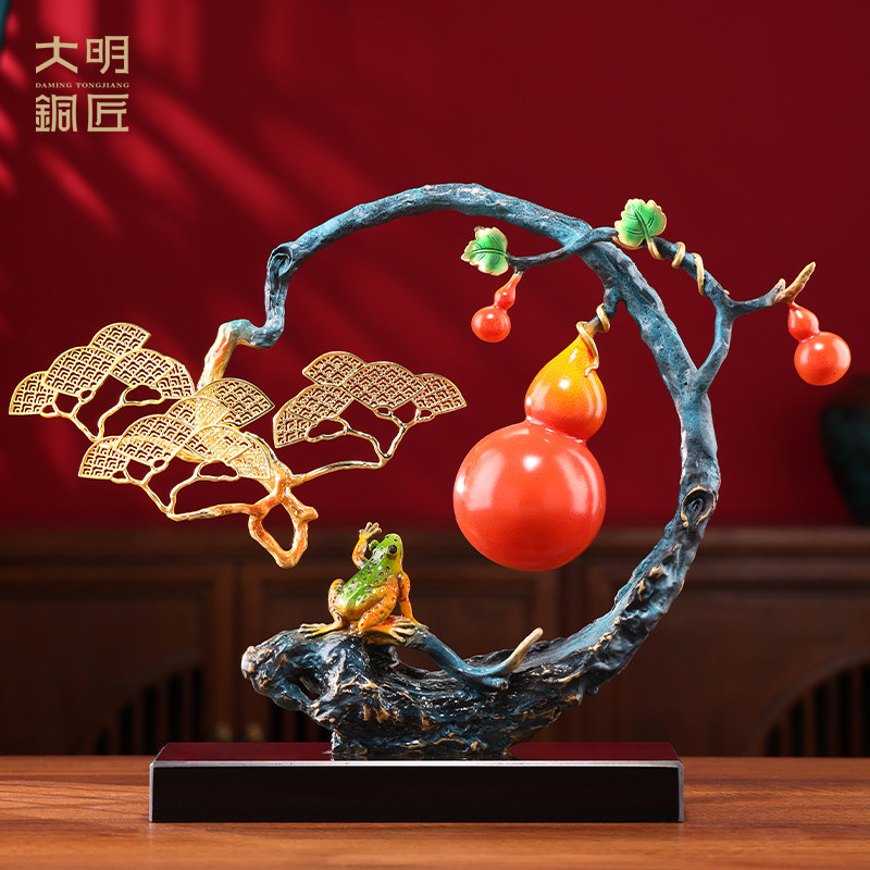 大明铜匠花丝呱呱来财葫芦招财摆件家居办公室装饰品乔迁新居礼物