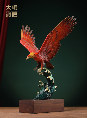 大明铜匠雄鹰展翅大展宏图老鹰摆件客厅玄关装饰乔迁新居开业礼物