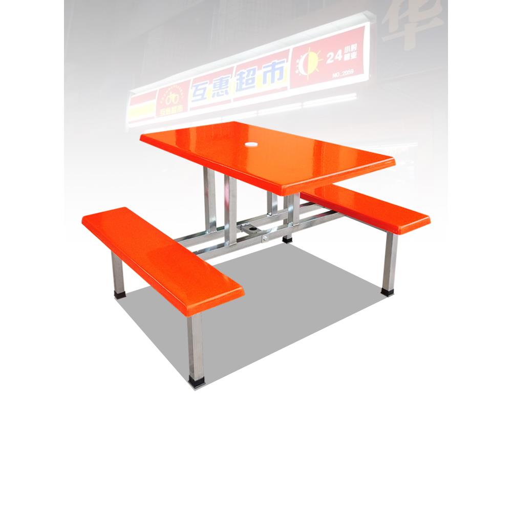 玻璃钢超市门口桌椅户外休闲太阳伞餐桌食堂员工连体桌子