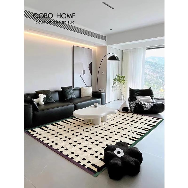 TipToe暮雨成诗 棋盘格地毯客厅卧室地垫北欧ins风沙发茶几高级感