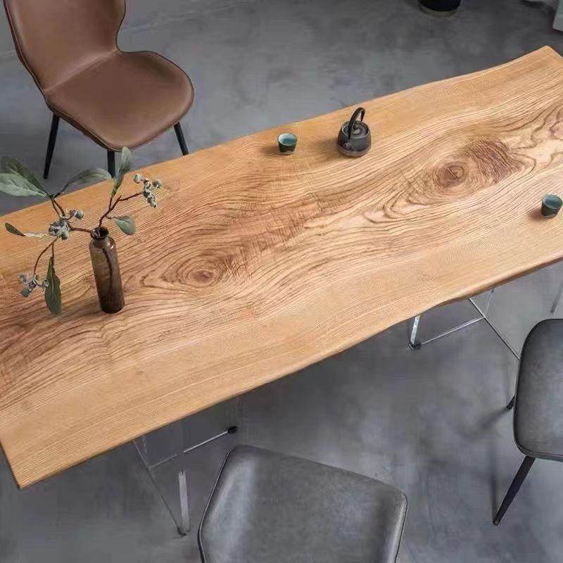 实木大板桌原木茶台餐桌办公会议书桌面吧台置物架整块自然边定制