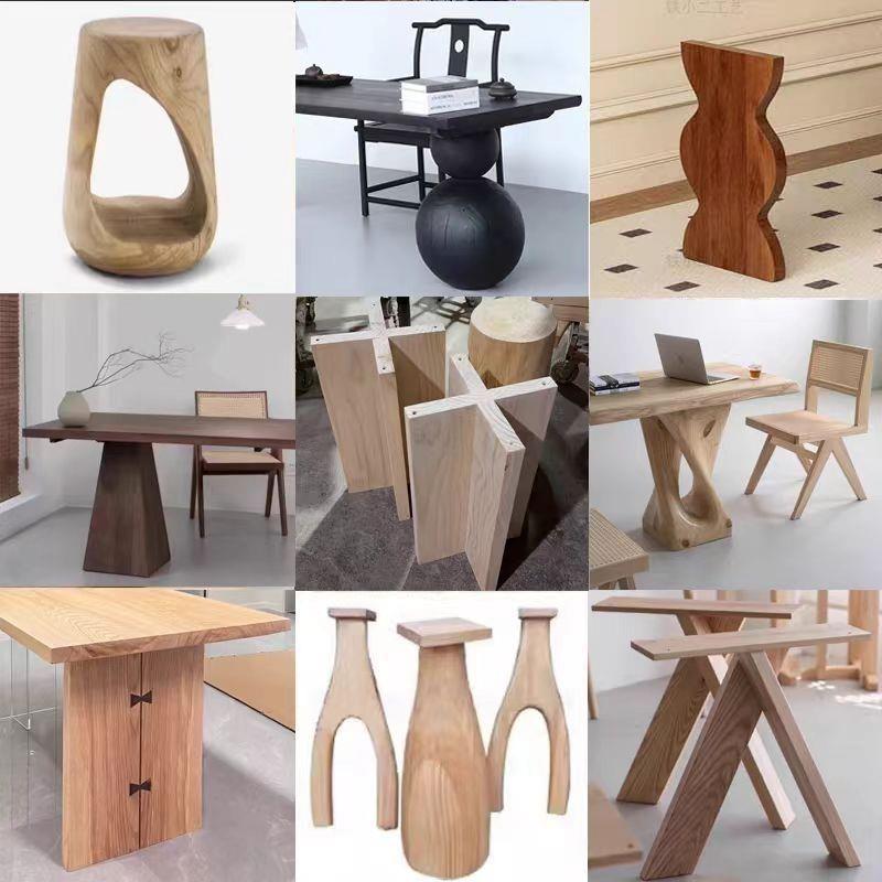 实木桌腿脚桌腿支架北美黑胡桃木红橡木墩岛台吧台侘寂中式茶桌腿