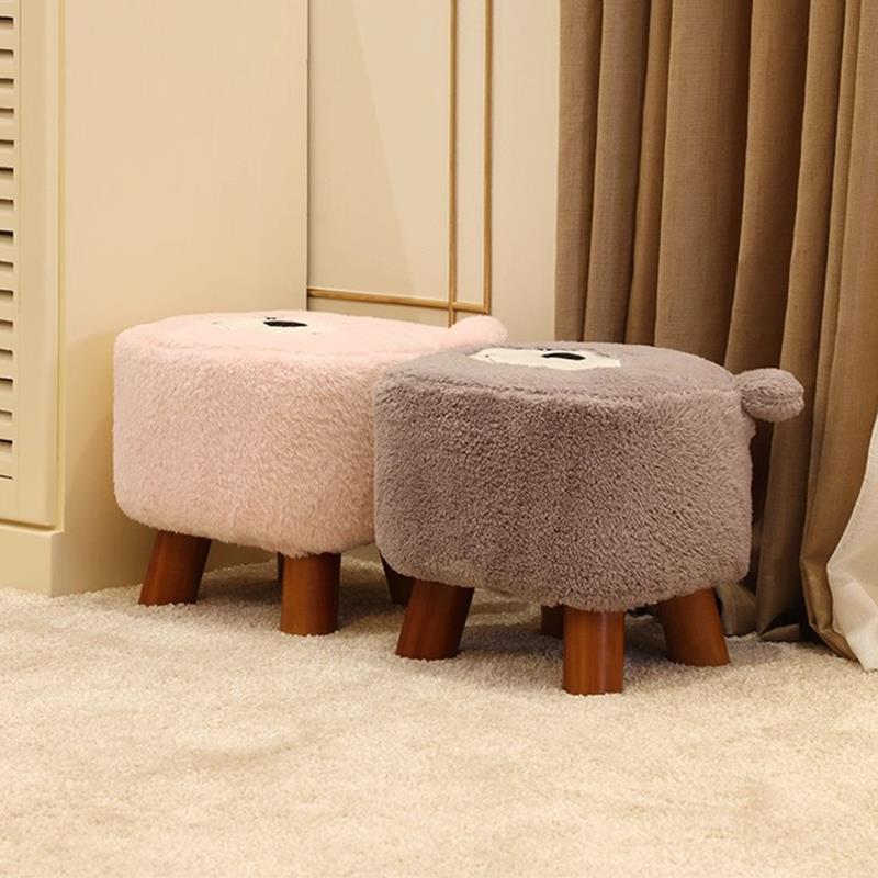 可爱换鞋凳实木家用门口小凳子入户门玄关穿鞋凳客厅儿童圆形矮凳