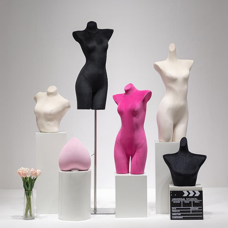 服装店天鹅绒内衣裤半身模特道具女装橱窗聚拢文胸人体模特展示架
