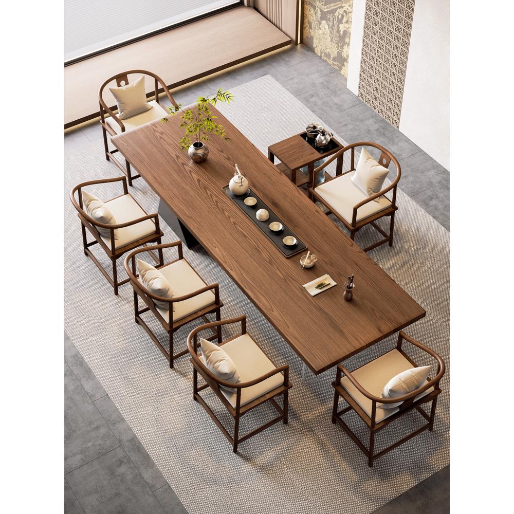 新中式实木原木大板茶桌办公桌一体两用2025新款高端宋式美学茶台