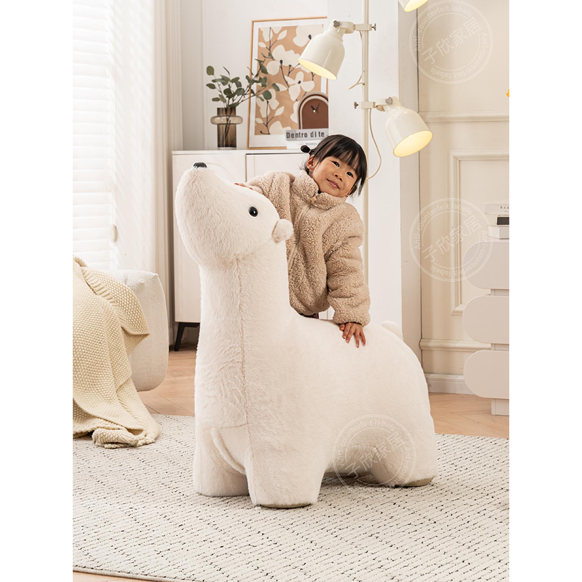 北极熊玩偶造型凳子创意动物坐凳儿童换鞋凳客厅座椅坐骑沙发椅子