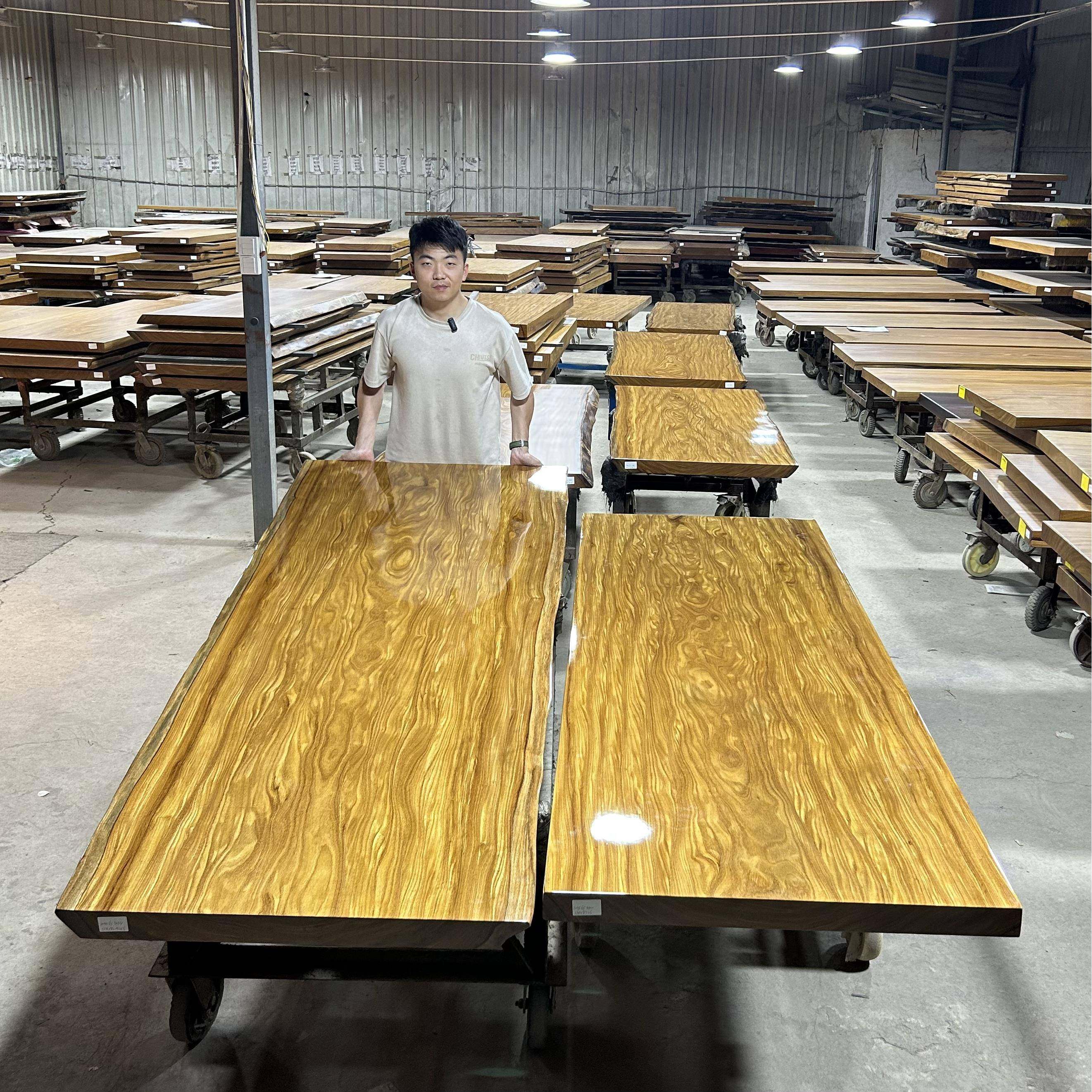 非洲柚木实木大板茶桌餐桌办公桌大美木豆天然原木整块原生态缅柚