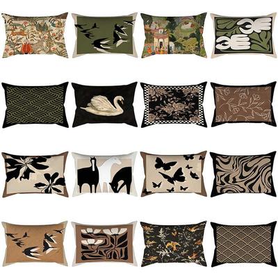 新款中古风复古腰枕高级感沙发客厅靠垫靠枕套短绒双面长方形抱枕