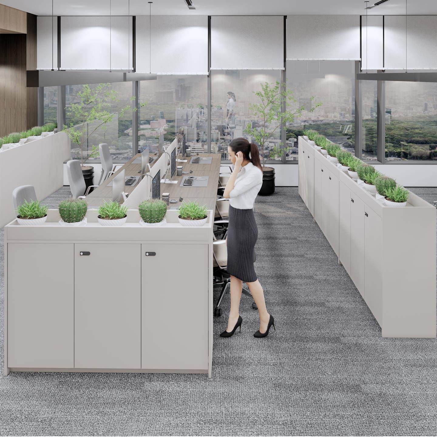 隔断花槽柜现代简约文件柜矮柜办公室置物架储物柜组合收纳展示柜