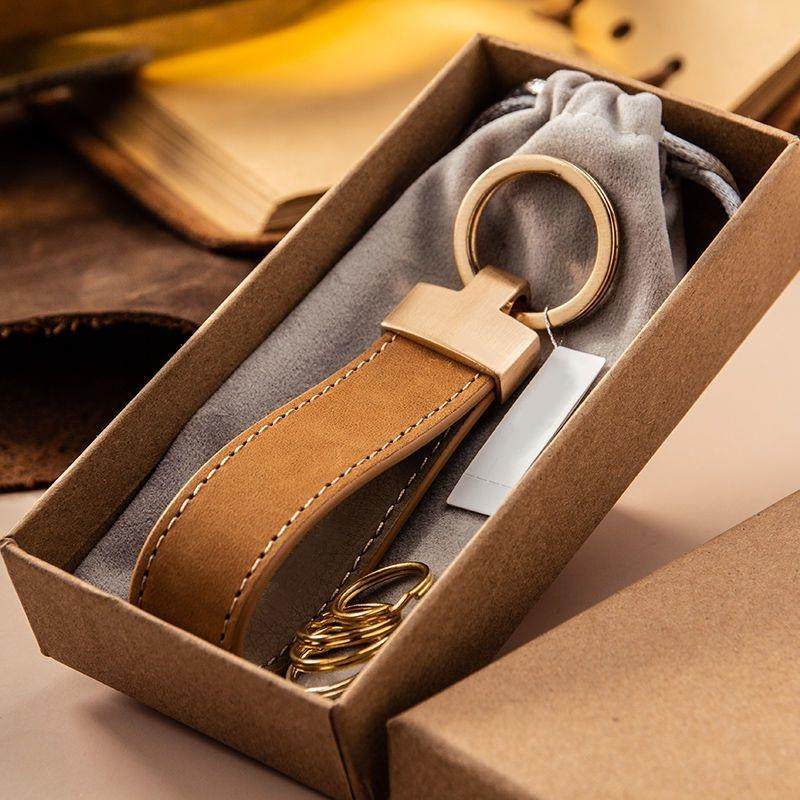 高档精致手绳多色牛皮革简约钥匙扣挂件高雅汽车炼圈环男女情侣挂