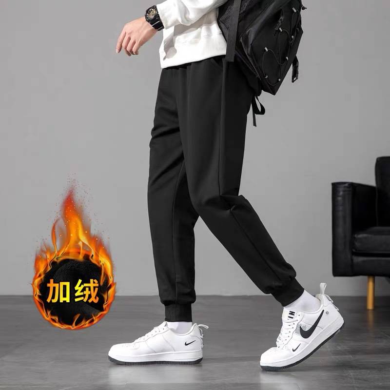 2025men clothes闲裤男生运动裤九分束脚裤男士宽松裤子秋冬加绒