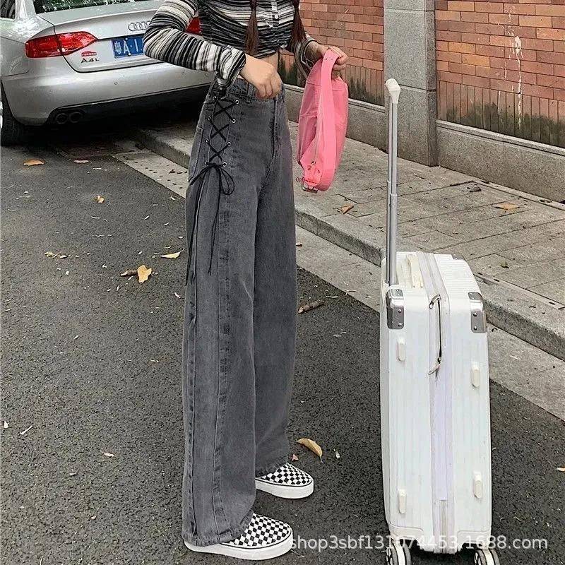 2025women clothes秋季新款韩版学生宽松阔腿百搭直筒设计感裤子