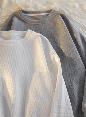 2025men clothesins男2024春秋季新款潮牌圆领上衣宽松长袖体恤衫