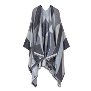 2025欧美高级感针织大披肩外出旅游仿羊绒开叉斗篷外搭保暖围巾女