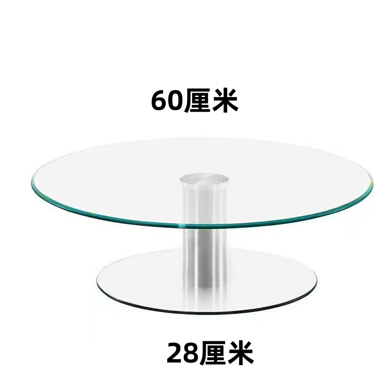 热销双层餐桌转盘钢化玻璃加高二层圆桌转盘饭店酒水展示台旋转台