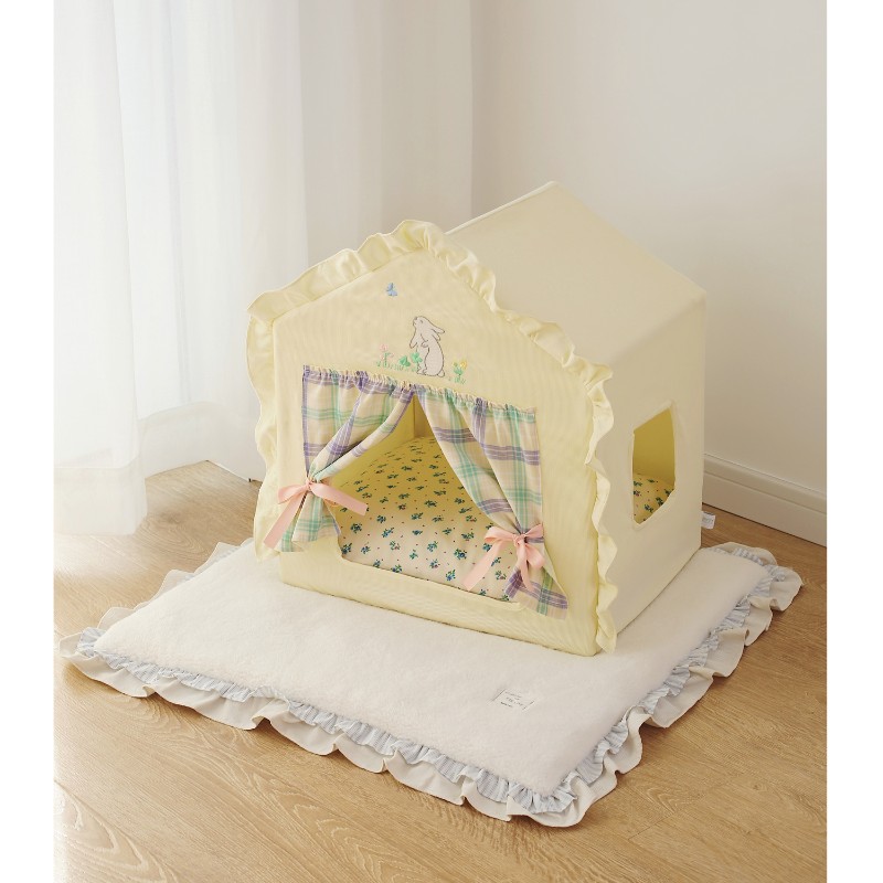 热销米南网红宠物房子帐篷四季款狗窝猫窝可拆洗可爱刺绣小型犬泰