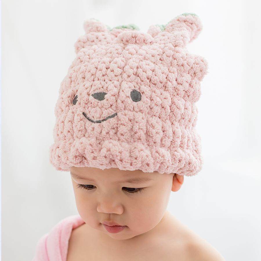 儿童干发帽菠萝格珊瑚绒吸水可爱绣花干发巾卡通熊耳朵婴 儿级A类,居家布艺,干发毛巾,淘宝优惠券,粉丝福利购,淘宝优惠卷