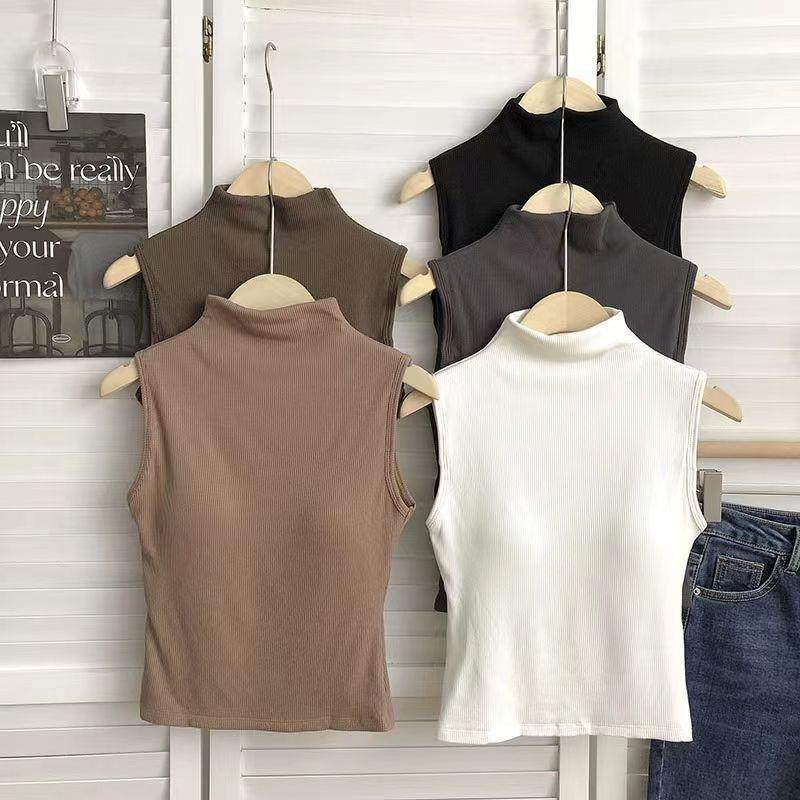 秋冬半高领磨毛保暖背心带胸垫螺纹加绒一体式美背免穿文胸上衣女,女士内衣/男士内衣/家居服,保暖背心,淘宝优惠券,粉丝福利购,淘宝优惠卷