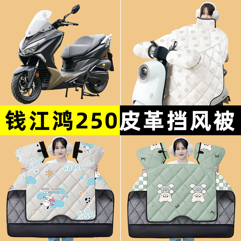钱江鸿250纪念版踏板摩托车挡风被冬季加绒加厚改装装饰配件大全