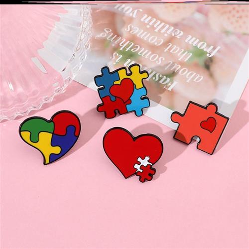 自闭症彩虹拼图胸针社会医院公益组织关爱孤独症儿童活动金属徽章