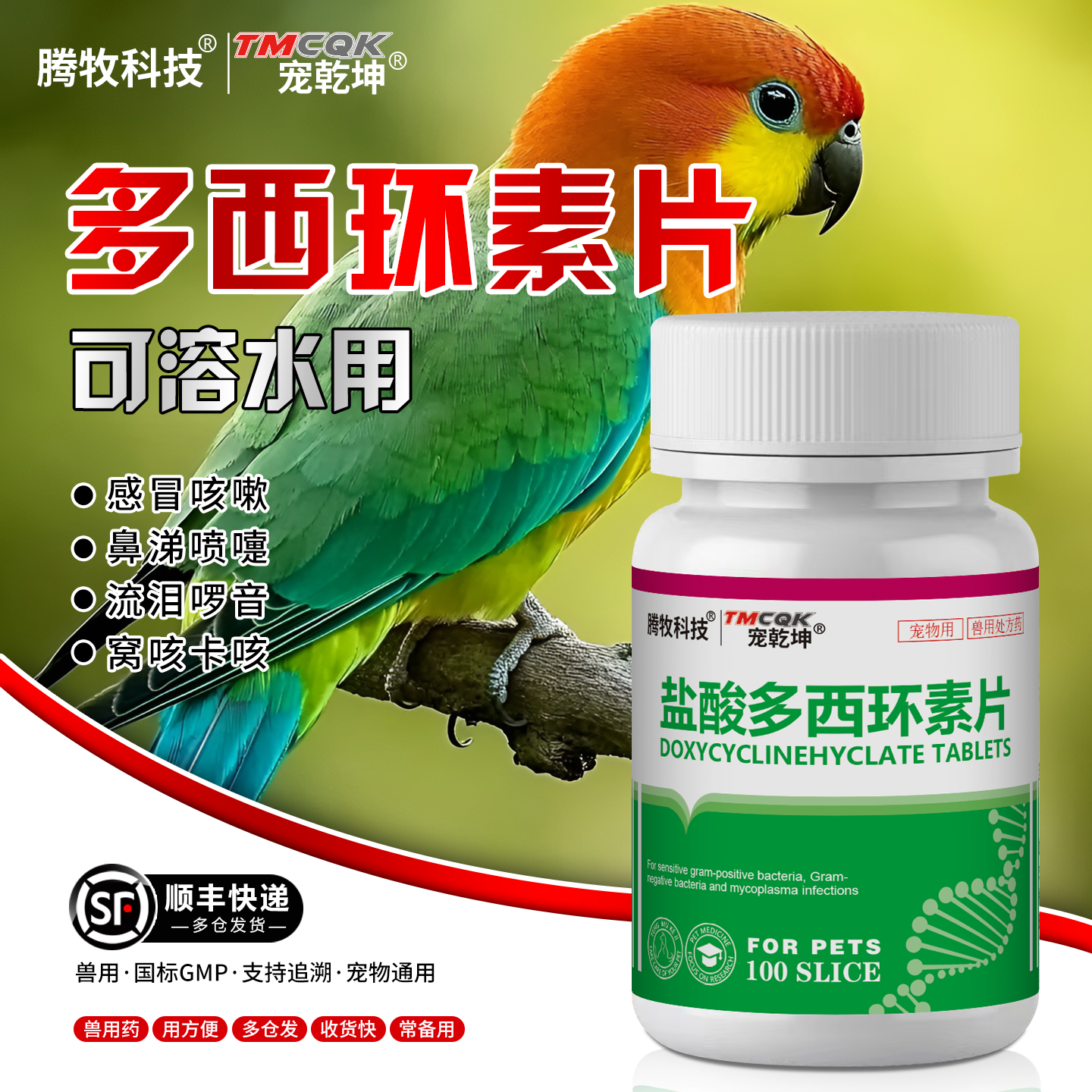 鸽子鸟咳嗽感冒单眼伤风多西环素