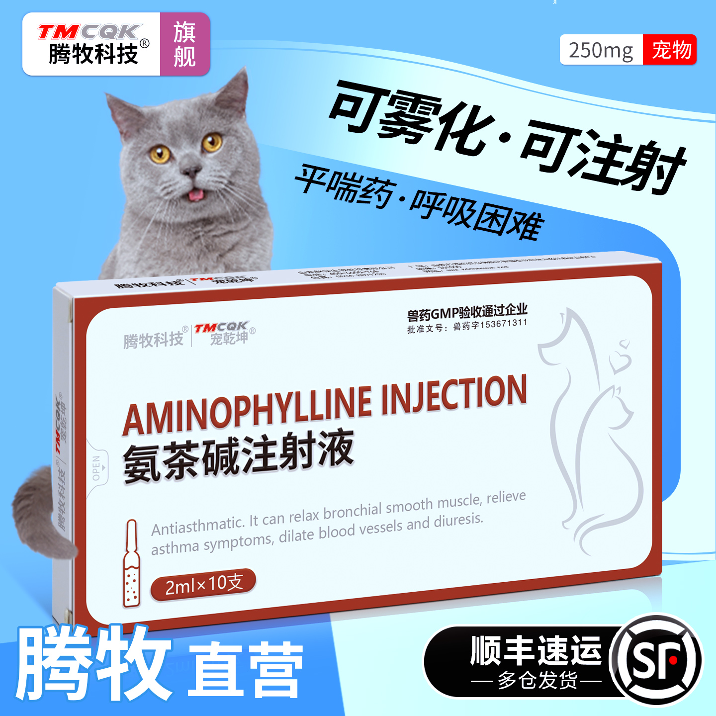 宠物平喘雾化用氨茶碱注射液