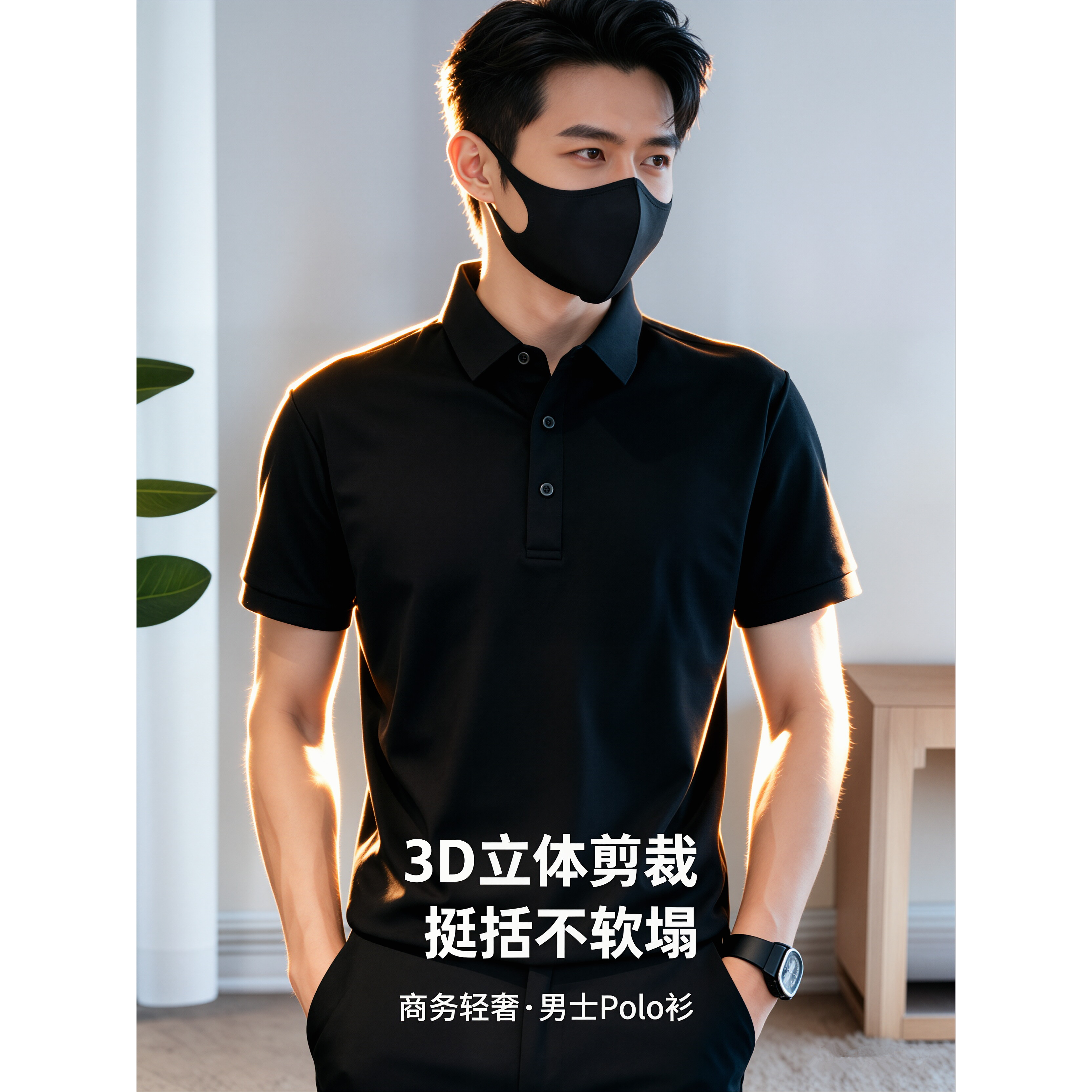 2026夏季纯色新款POLO男士翻领短袖T恤韩版休闲宽松上衣潮流体恤