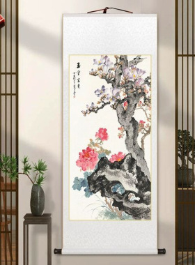 玄关画古典牡丹国画玉堂富贵图中