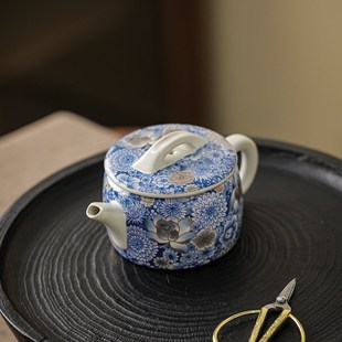 繁花汝窑汉瓦壶家用泡茶壶单壶茶杯高端办公室会.客功夫茶具 几欢