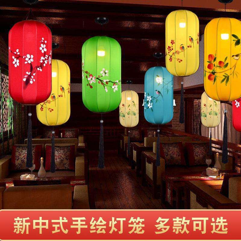 新中式手绘灯笼中式婚礼道具吊灯餐馆火锅店仿古灯具布置网红门头